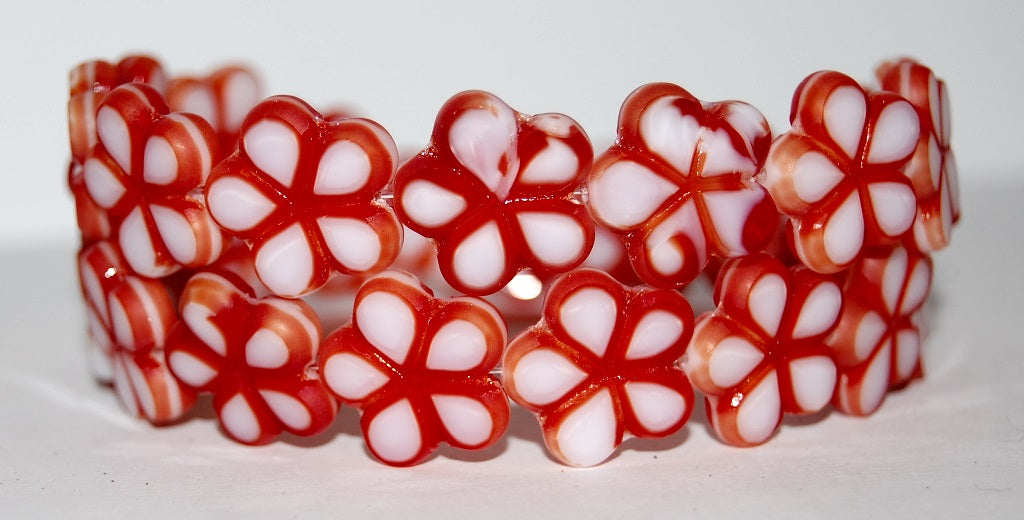 Table Cut Flower Beads, Coral Matte (7913 M), Glass, Czech Republic