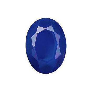 Oval Faceted Pointed Back (Doublets) Crystal Glass Stone, Blue 2 Opaque (33060), Czech Republic