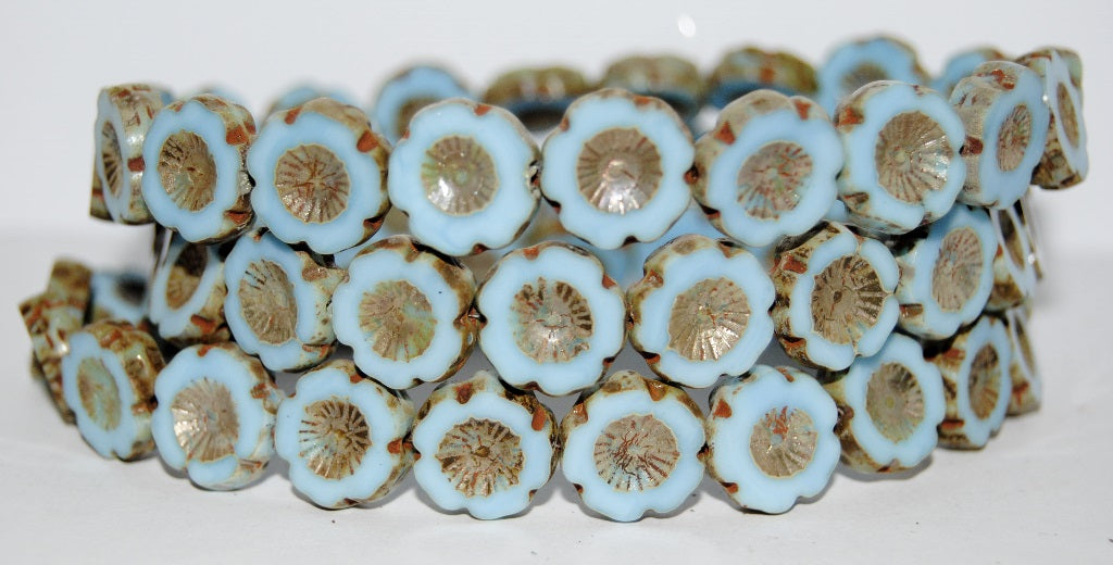 Table Cut Round Beads Hawaii Flowers, (63040 43400), Glass, Czech Republic