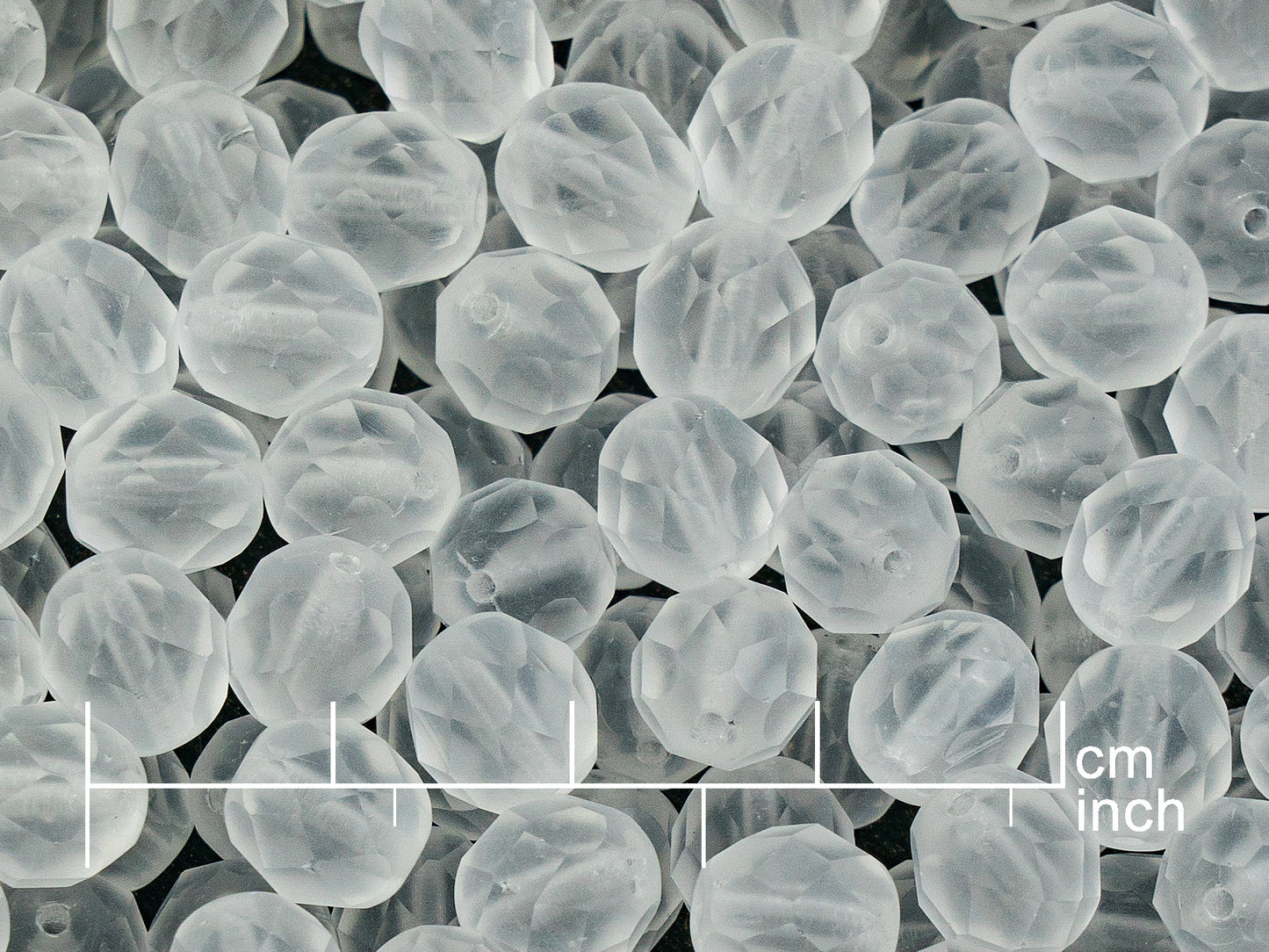 OUTLET 250g Fire Polished Round Faceted Beads, 8 mm, Crystal Matte (151-19001-08x08-00030-84110)