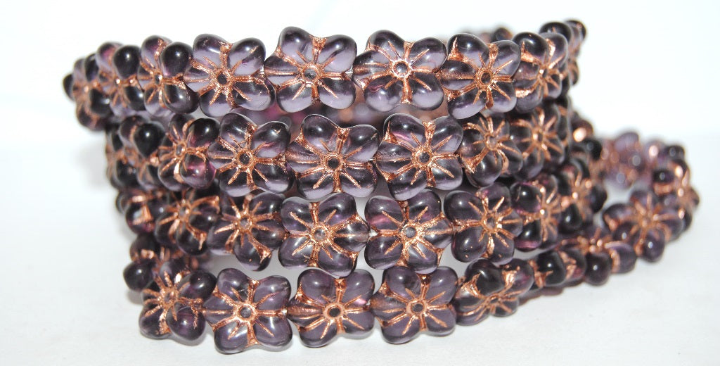 Flower Pressed Glass Beads, Transparent Light Amethyst 54200M (20310 54200M), Glass, Czech Republic