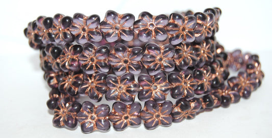 Flower Pressed Glass Beads, Transparent Light Amethyst 54200M (20310 54200M), Glass, Czech Republic