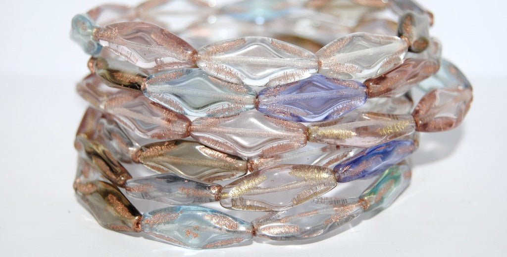 Faceted Oval With Star Pressed Glass Beads, Color Silver Lined Crystal 54200 (Color 1 54200), Glass, Czech Republic