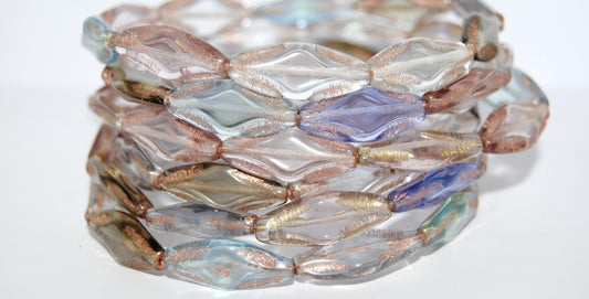 Faceted Oval With Star Pressed Glass Beads, Color Silver Lined Crystal 54200 (Color 1 54200), Glass, Czech Republic