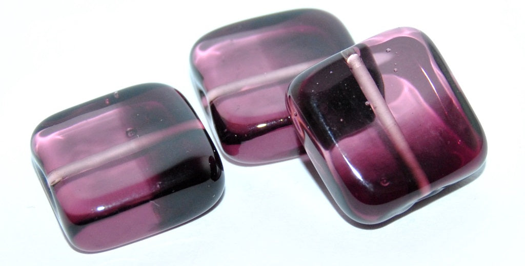 Czech Glass Hand Made Square Lampwork Beads, (P), Glass, Czech Republic