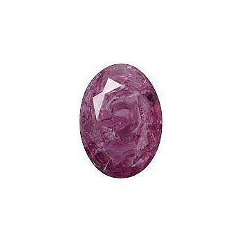 Oval Faceted Pointed Back (Doublets) Crystal Glass Stone, Violet 8 Transparent Crackled (20040-Cr), Czech Republic