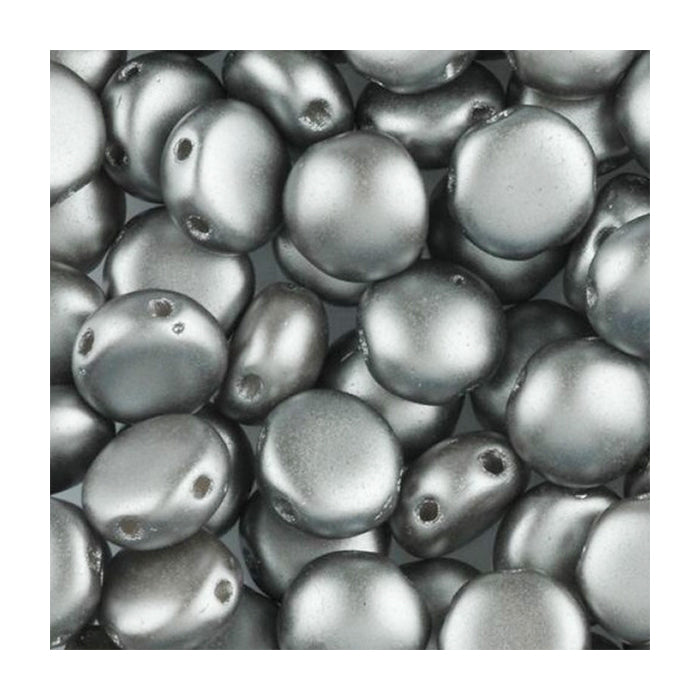 PRECIOSA Candy beads 2-hole round glass cabochon Light Gray Glass Czech Republic