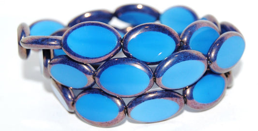 Table Cut Oval Beads Roach, Blue Bronze (62010 14415), Glass, Czech Republic