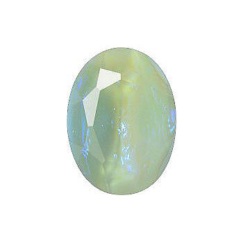 Oval Faceted Pointed Back (Doublets) Crystal Glass Stone, Light Green 1 Mexico Opals (16316), Czech Republic