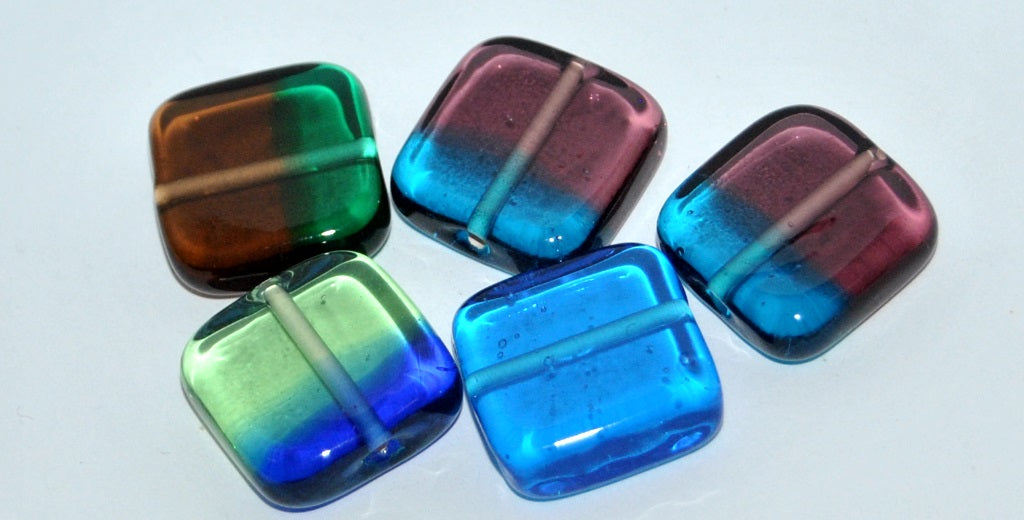 Czech Glass Hand Made Square Lampwork Beads, (H), Glass, Czech Republic