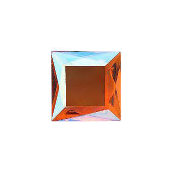 Square Faceted Pointed Back (Doublets) Crystal Glass Stone, Orange 3 Transparent With Ab (10050-Abt), Czech Republic