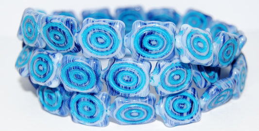 Spiral Turtle Pressed Glass Beads, (35010 46460), Glass, Czech Republic