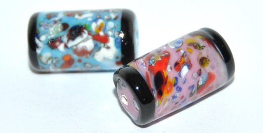 Czech Glass Hand Made Roller Tube Lampwork Beads, (1810 I), Glass, Czech Republic