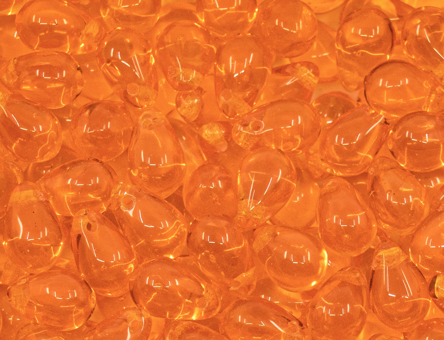 Tropfenförmige böhmische Glasperlen, transparentes Orange
