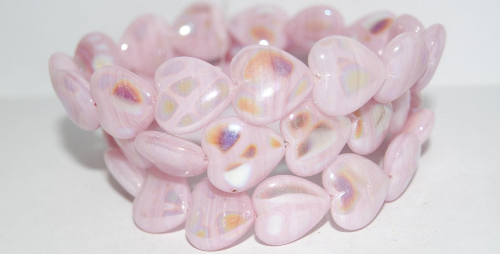 Heart Pressed Glass Beads, (75000B Batika), Glass, Czech Republic