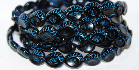 Tear Oval Pressed Glass Beads, Black 46460 (23980 46460), Glass, Czech Republic