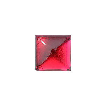 Square Cabochons Flat Back Crystal Glass Stone, Red 8 With Silver (701490-K), Czech Republic