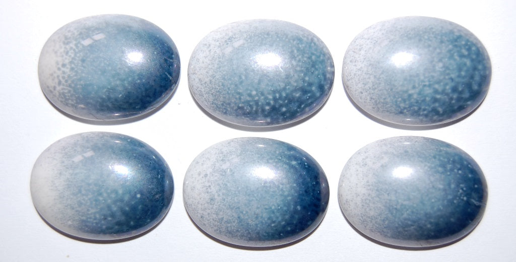 Cabochon Oval Flat Back, Blue Silver Lined Crystal 2 (Blue 1 2), Glass, Czech Republic