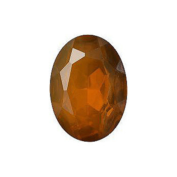 Oval Faceted Pointed Back (Doublets) Crystal Glass Stone, Orange 5 Transparent With Hematite (90000-He), Czech Republic