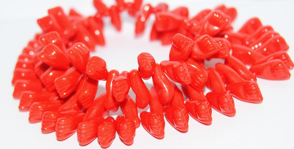 Hand Shaped Pressed Glass Beads, Mixed Colors Coral (Mix Coral), Glass, Czech Republic