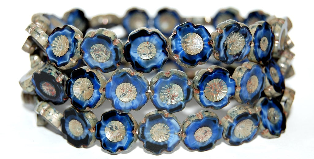 Table Cut Round Beads Hawaii Flowers, (26307 43400), Glass, Czech Republic