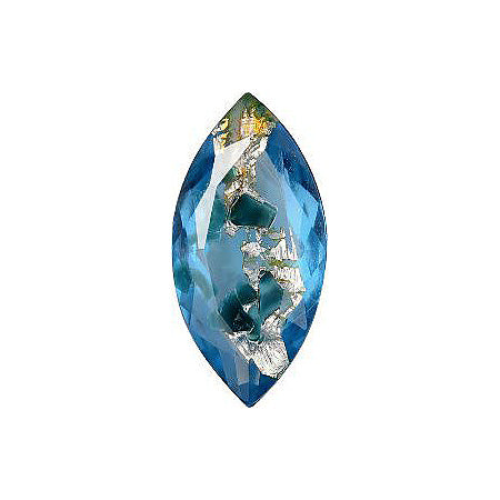 Navette Faceted Pointed Back (Doublets) Crystal Glass Stone, Aqua Blue 13 With Silver (01564), Czech Republic