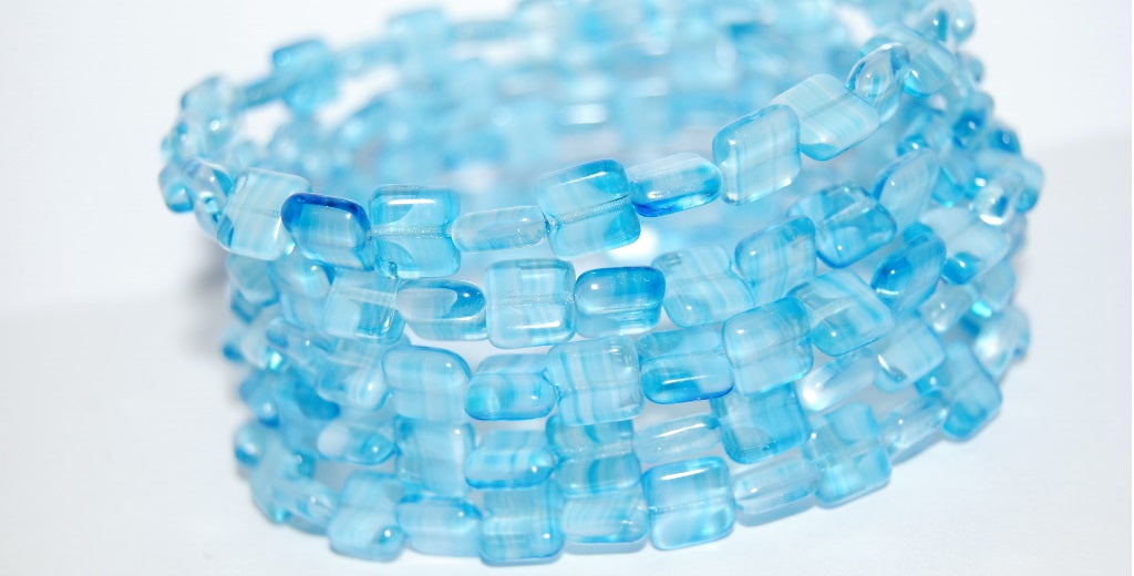 Flat Square Pressed Glass Beads, 65014 (65014), Glass, Czech Republic