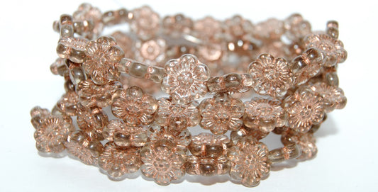 Flower Pressed Glass Beads, Gray 54200 (40010 54200), Glass, Czech Republic