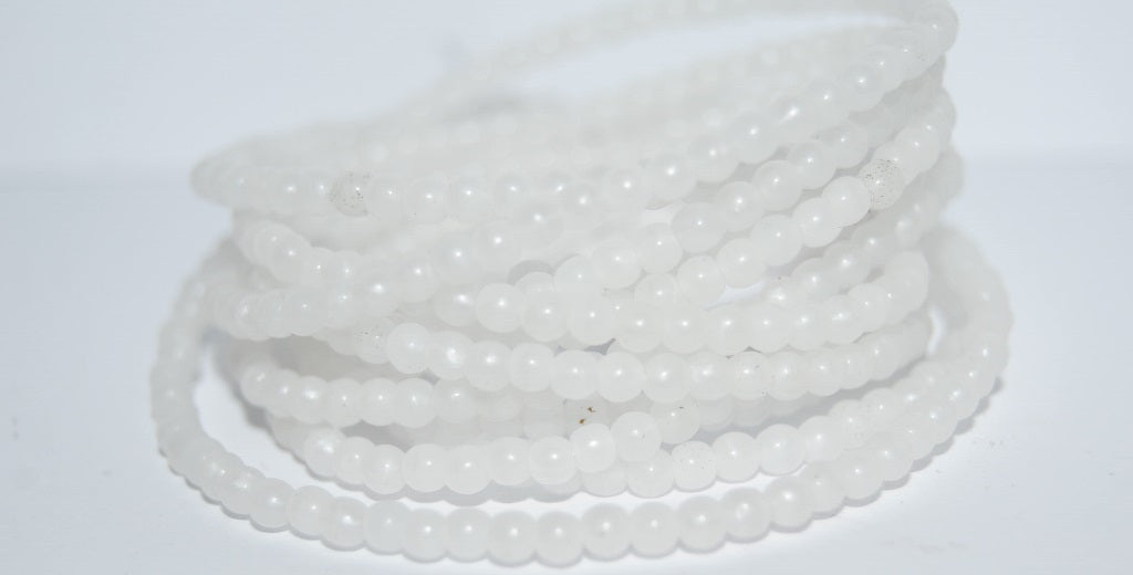 Round Pressed Glass Beads Druck, White (2010), Glass, Czech Republic