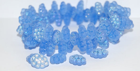 Grape Fruit Pressed Glass Beads, Transparent Blue Abm (30020 Abm), Glass, Czech Republic