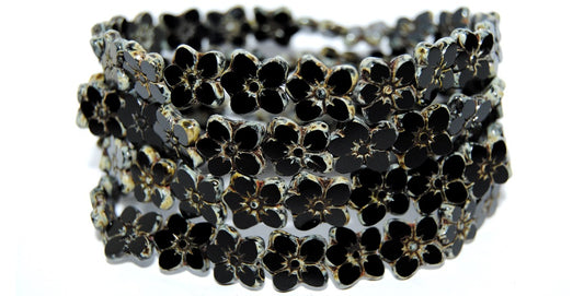 Table Cut Flower Beads Linum, Black 66800 (23980 66800), Glass, Czech Republic