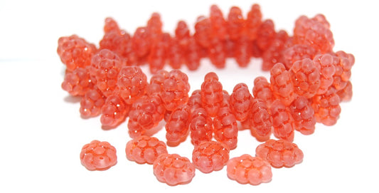 Grape Fruit Pressed Glass Beads, (71010B Mat), Glass, Czech Republic