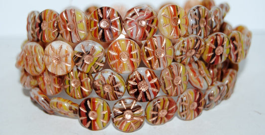 Flower Pressed Glass Beads, (95810 54200), Glass, Czech Republic