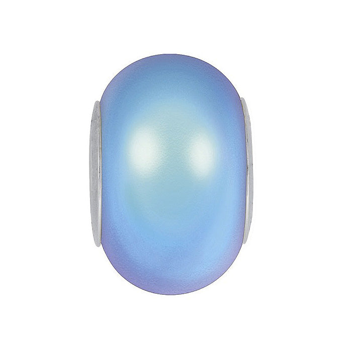 SWAROVSKI BeCharmed Pearl 5890 Charm big hole bead Crystal Pearl Iridescent Light Blue, Steel Glass Austria