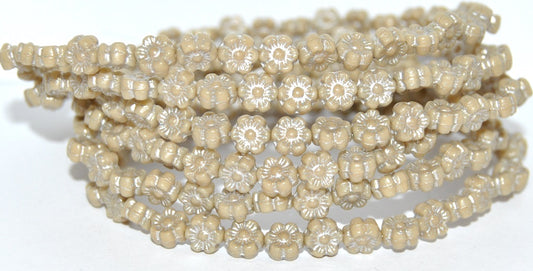 Hawaii Flower Pressed Glass Beads, (13010 54201), Glass, Czech Republic