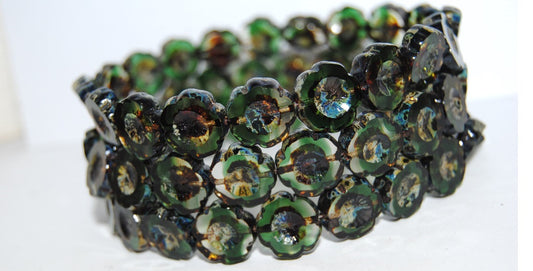 Table Cut Round Beads Hawaii Flowers, (5015003 66800), Glass, Czech Republic