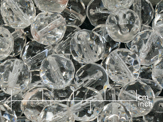 OUTLET 250g Fire Polished Round Faceted Beads, 12 mm, Crystal (151-19001-12x12-00030)