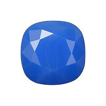 Rounded Square Faceted Flat Back Crystal Glass Stone, Blue 4 Opaque (31015-A), Czech Republic