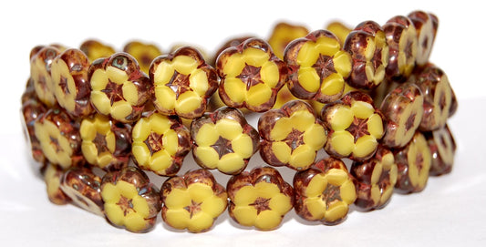 Table Cut Flower Beads, 84040 Travertin (84040 86800), Glass, Czech Republic