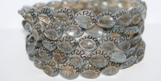 Tear Oval Pressed Glass Beads, (41000 23202), Glass, Czech Republic