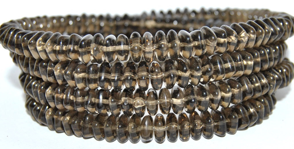 Pressed Glass Beads Pillow, 835 Transparent Brown (835 10200), Glass, Czech Republic