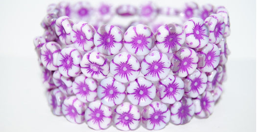 Hawaii Flower Pressed Glass Beads, (21350201 46420), Glass, Czech Republic