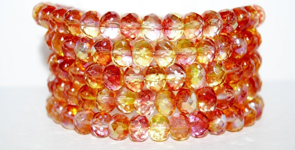 Faceted Special Cut Rondelle Fire Polished Beads, 48101 (48101), Glass, Czech Republic