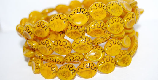Tear Oval Pressed Glass Beads, Opal Yellow 23202 (81210 23202), Glass, Czech Republic