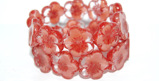 Table Cut Flower Beads Hibiscus, 21 Opaque Pink 43607 Lava Glass (21 76028 43607 Lava Glass), Glass, Czech Republic