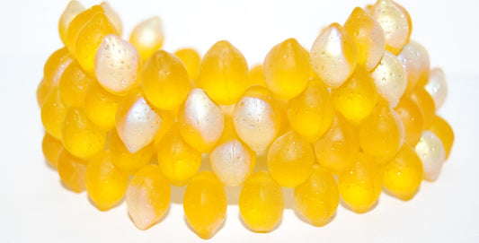 Lemon Friut Pressed Glass Beads, Transparent Yellow Abm (80020 Abm), Glass, Czech Republic