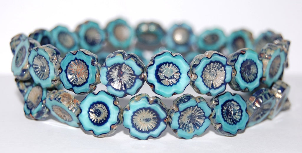 Table Cut Round Beads Hawaii Flowers, (57334 43400), Glass, Czech Republic