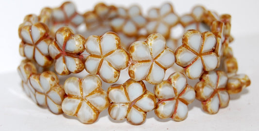 Table Cut Flower Beads, 46006 Travertin (46006 86800), Glass, Czech Republic