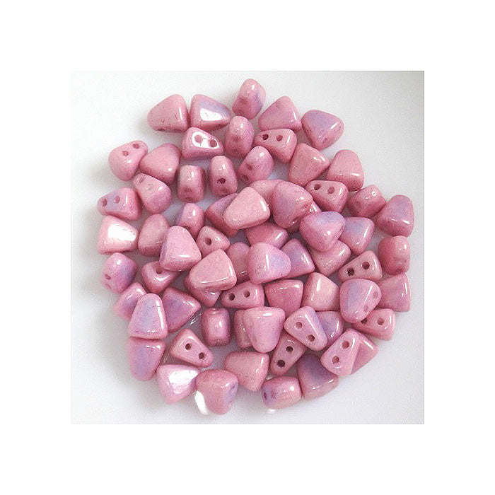 Matubo NIB-BIT 2-hole pyramid glass beads Metallic Luster Pink Glass Czech Republic
