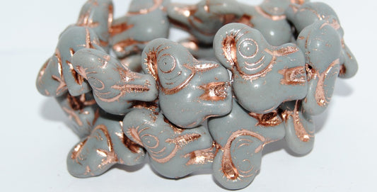 Elephant Animal Pressed Glass Beads, Opaque Gray 54200 (43030 54200), Glass, Czech Republic